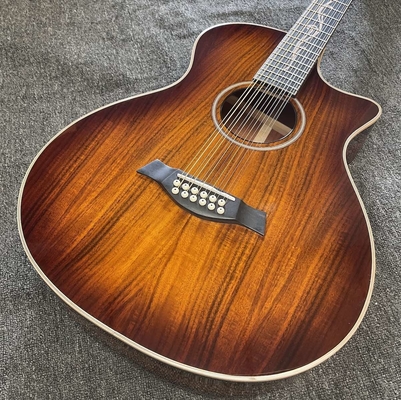 Custom 12 Strings KOA Wood Taylor Style Acoustic Guitar Glossing Finish Body Matt Neck Open Tuner supplier