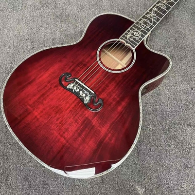 Custom 43 Inch Jumbo Gibson Style SJ200 Cutaway Solid KOA Wood Acoustic Guitar with Double S1-PRO V3 Pickup, Solid Wood Version supplier