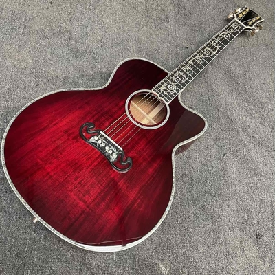 Custom 43 Inch Jumbo Gibson Style SJ200 Cutaway Solid KOA Wood Acoustic Guitar with Double S1-PRO V3 Pickup, Solid Wood Version supplier