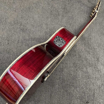 Custom 43 Inch Jumbo Gibson Style SJ200 Cutaway Solid KOA Wood Acoustic Guitar with Double S1-PRO V3 Pickup, Solid Wood Version supplier