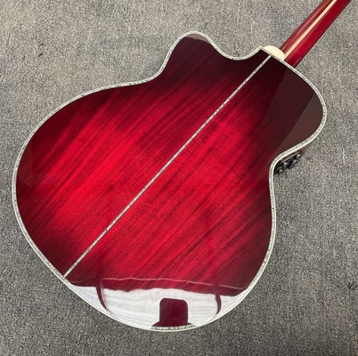 Custom 43 Inch Jumbo Gibson Style SJ200 Cutaway Solid KOA Wood Acoustic Guitar with Double S1-PRO V3 Pickup, Solid Wood Version supplier