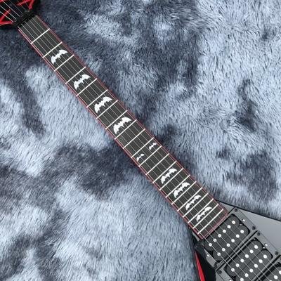 Custom black Bat 6-strings tremolo bridge electric guitar mahogany body black hardware supplier