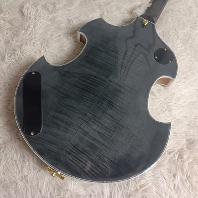 Custom f hole hollow body irregular body Gretsch style electric guitar with bigs bys trem in transparent black, accept guitar and bass OEM supplier