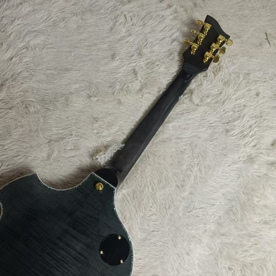 Custom f hole hollow body irregular body Gretsch style electric guitar with bigs bys trem in transparent black, accept guitar and bass OEM supplier