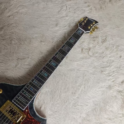 Custom f hole hollow body irregular body Gretsch style electric guitar with bigs bys trem in transparent black, accept guitar and bass OEM supplier