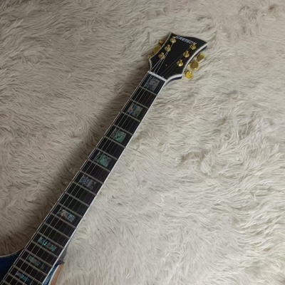 Custom f hole hollow body irregular body Gretsch electric guitar with bigs bys trem in blue color, accept guitar and bass OEM supplier