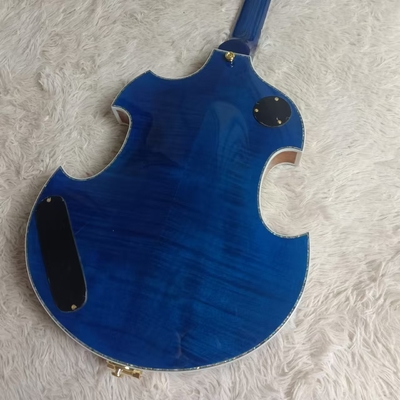 Custom f hole hollow body irregular body Gretsch electric guitar with bigs bys trem in blue color, accept guitar and bass OEM supplier