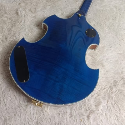 Custom f hole hollow body irregular body Gretsch electric guitar with bigs bys trem in blue color, accept guitar and bass OEM supplier