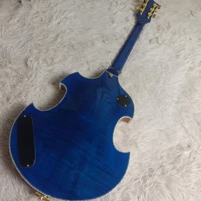 Custom f hole hollow body irregular body Gretsch electric guitar with bigs bys trem in blue color, accept guitar and bass OEM supplier