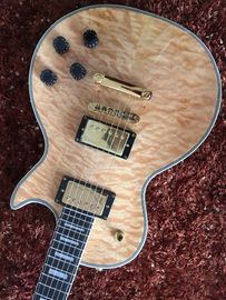 Custom guitar shop LP custom guitar Natural quilted body Ebony fingerboard Golden hardwares supplier