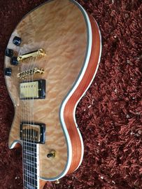 Custom guitar shop LP custom guitar Natural quilted body Ebony fingerboard Golden hardwares supplier