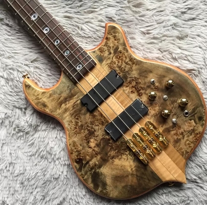 Custom 4 Strings Neck Through Body Alembic Style Electric Bass Guitar Tree Burl Top supplier