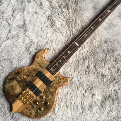 Custom 4 Strings Neck Through Body Alembic Style Electric Bass Guitar Tree Burl Top supplier