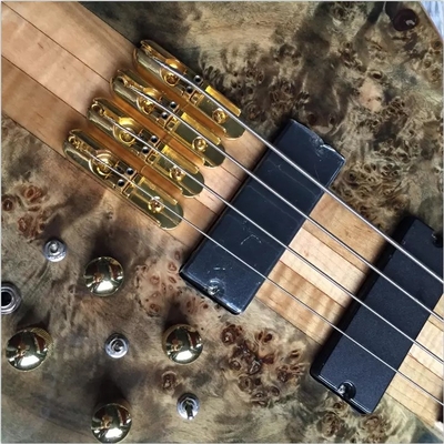 Custom 4 Strings Neck Through Body Alembic Style Electric Bass Guitar Tree Burl Top supplier