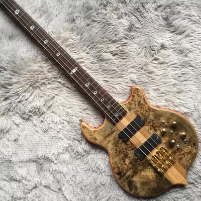 Custom 4 Strings Neck Through Body Alembic Style Electric Bass Guitar Tree Burl Top supplier