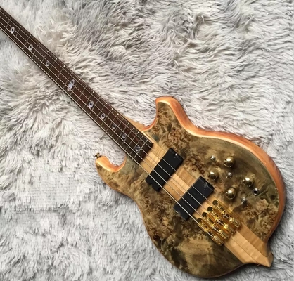Custom 4 Strings Neck Through Body Alembic Style Electric Bass Guitar Tree Burl Top supplier
