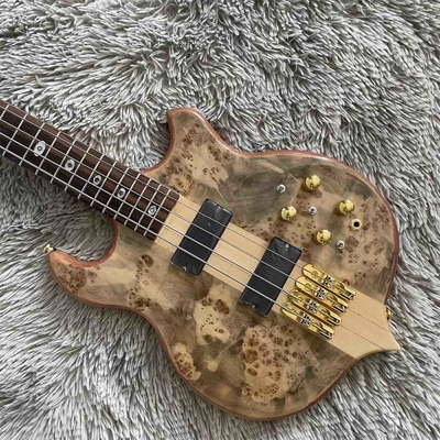 Custom 4 Strings Neck Through Body Alembic Style Electric Bass Guitar Tree Burl Top supplier
