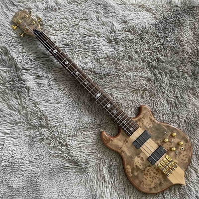 Custom 4 Strings Neck Through Body Alembic Style Electric Bass Guitar Tree Burl Top supplier