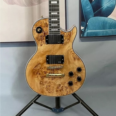 Custom Gibson Style Les Paul LP Electric Guitar Nature Burl Maple Top Mahogany Body Gold Hardware supplier