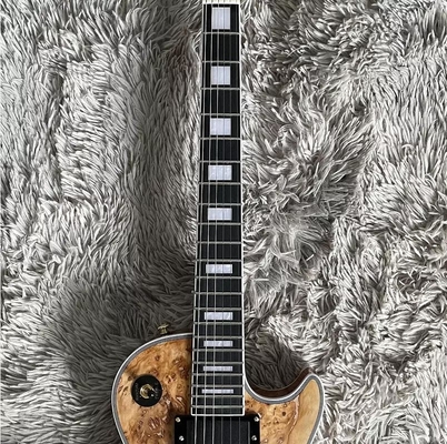 Custom Gibson Style Les Paul LP Electric Guitar Nature Burl Maple Top Mahogany Body Gold Hardware supplier
