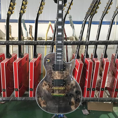 Custom GB Style Les Paul LP Electric Guitar Gray Burl Maple Top Gold Hardware supplier