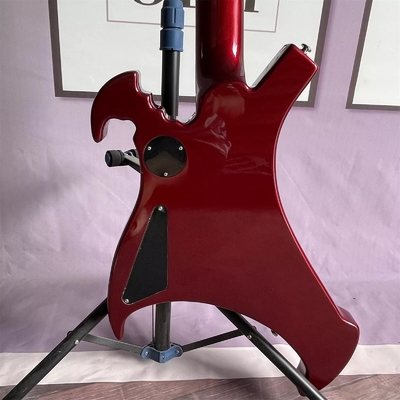 Custom 4 Strings Irregular Special Body Shape Electric Bass Guitar in Metallic Red ​Color Solid Body Maple Neck supplier