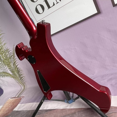 Custom 4 Strings Irregular Special Body Shape Electric Bass Guitar in Metallic Red ​Color Solid Body Maple Neck supplier