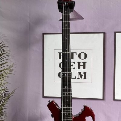Custom 4 Strings Irregular Special Body Shape Electric Bass Guitar in Metallic Red ​Color Solid Body Maple Neck supplier