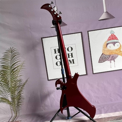 Custom 4 Strings Irregular Special Body Shape Electric Bass Guitar in Metallic Red ​Color Solid Body Maple Neck supplier
