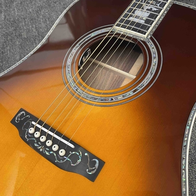 Custom D Body Life Tree Inlay Sunburst Acoustic Electric Guitar, Customized logo, Ebony Fingerboard, Martin style D45 acoustic guitar supplier