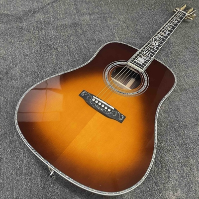Custom D Body Life Tree Inlay Sunburst Acoustic Electric Guitar, Customized logo, Ebony Fingerboard, Martin style D45 acoustic guitar supplier