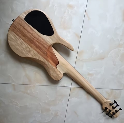 Custom 6 Strings Natural Ash Burl Spalted Maple Top Neck Through Body Electric Bass Guitar Black Imported Hardware​, Accept Bass OEM supplier