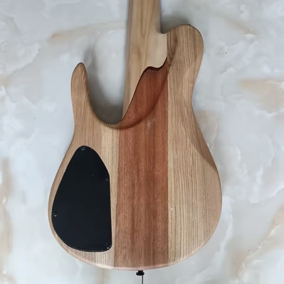 Custom 6 Strings Natural Ash Burl Spalted Maple Top Neck Through Body Electric Bass Guitar Black Imported Hardware​, Accept Bass OEM supplier