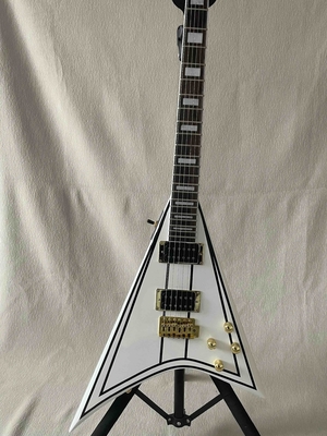 White V Shape Electric Guitar Solid Body HH Pickup Gold Hardware supplier