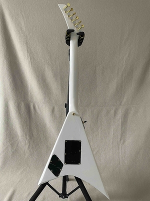 White V Shape Electric Guitar Solid Body HH Pickup Gold Hardware supplier