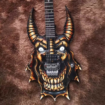 Custom Handcrafted Electric Guitar Colorful Painting COW Skull Head Hummbucker Pickups supplier