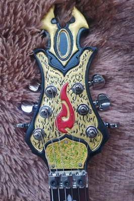 Custom Handcrafted Electric Guitar Colorful Painting COW Skull Head Hummbucker Pickups supplier