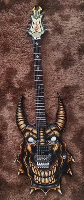 Custom Handcrafted Electric Guitar Colorful Painting COW Skull Head Hummbucker Pickups supplier