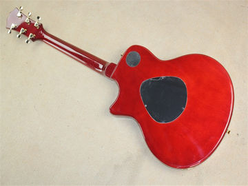 Wholsale Factory custom 21frets classic semi-hollow tobacco sunburst folk acoustic guitar with bird inlay supplier