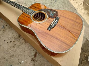 All KOA wood classic acoustic guitar,Flower Ebony Fingerboard,Real Abalone inlays and binding supplier