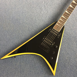 New high quality V type electric guitar,Rosewood, yellow circle black edge supplier