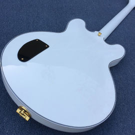 High quality hollow body jazz electric guitar,The White Guitar, the real abalone mother inlaid with the finger plate supplier