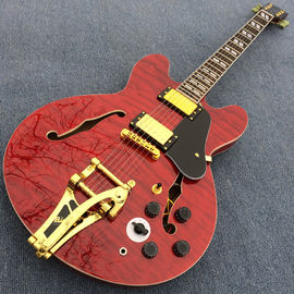 New style high quality custom hollow body Jazz electric guitar, double F hole jazz electric guitar in Sunburst supplier