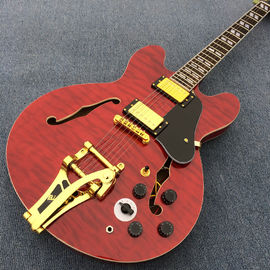 New style high quality custom hollow body Jazz electric guitar, double F hole jazz electric guitar in Sunburst supplier