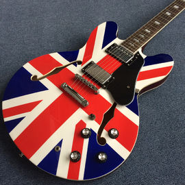 Hollow body jazz electric guitar British flag Rosewood Fingerboard electric guitar supplier