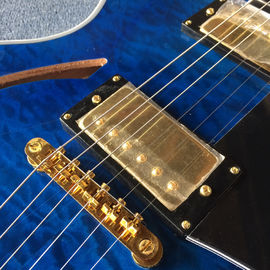 High quality Jazz Electric Guitar with Bigsby, Ebony Fingerboard, Guitar Quilted Maple Trans-Blue burst color supplier