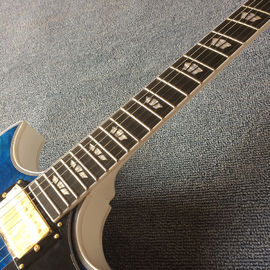 High quality Jazz Electric Guitar with Bigsby, Ebony Fingerboard, Guitar Quilted Maple Trans-Blue burst color supplier