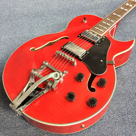 New style high quality hollow body jazz electric guitar, Tremolo system ,Cherry burst color supplier