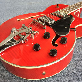 New style high quality hollow body jazz electric guitar, Tremolo system ,Cherry burst color supplier