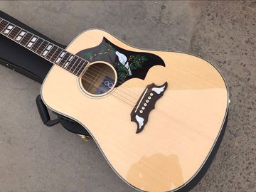 Best quality Dove style solid AAA spruce wood top flame maple back and side acoustic electric Guitar supplier